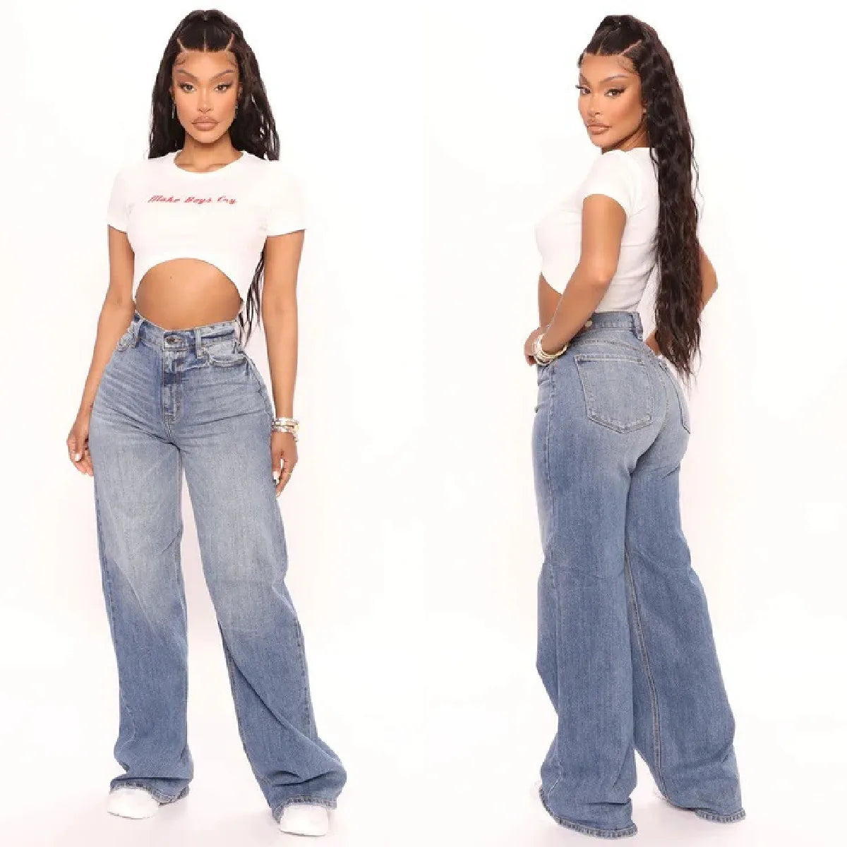 2022 New Y2K High Waist Baggy Jeans For Women Fashion Loose Denim Wide Leg Pants Casual Female Clothing XS-XL Drop Shipping